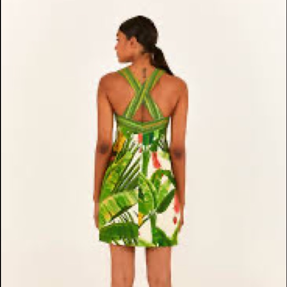 Farm Rio Fresh Forest Scarf Sweetheart-Neck Minidress - Picture 4 of 10